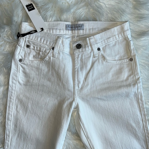 🆕 James Jeans Mid Rise Ciggy Jean Distressed Knee Frayed Hem White Size 25 - Picture 3 of 14